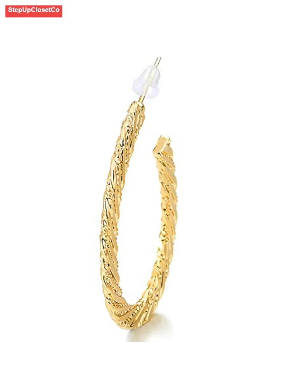 Gold Tone Twisted Hoop Earrings for Women Textured Rope Large Statement Jewelry